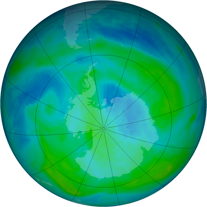 Antarctic ozone map for 28 February 1988
